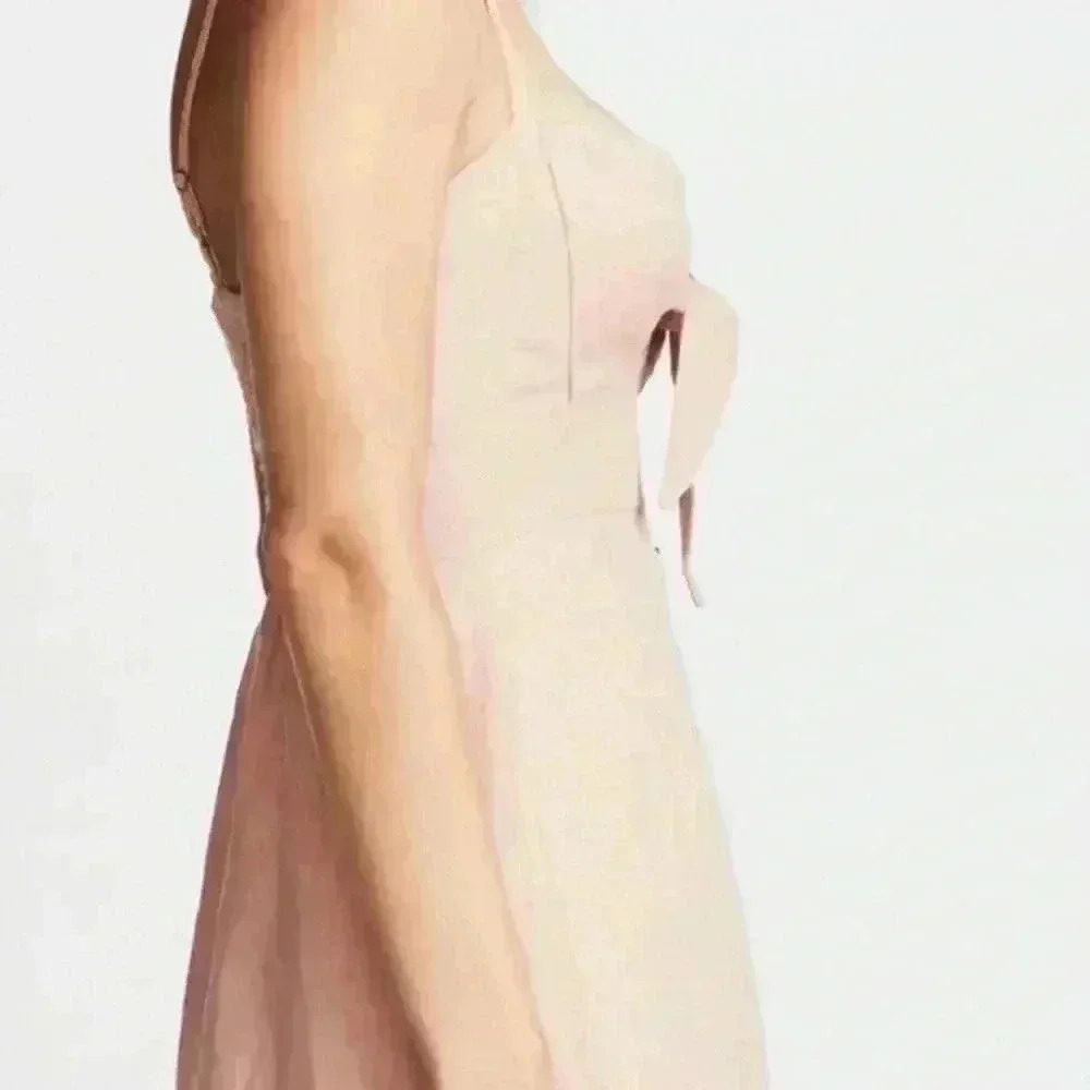 Faithful the Brand Rodeo Pink Linen Button Up Tie-Front Mini Skater Summer Dress - Picture 4 of 15
